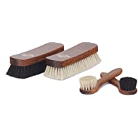 Langer &amp- Messmer Set de 4 cepillos con cerdas de crin de caballo para la limpieza y el cuidado de zapatos de piel de…